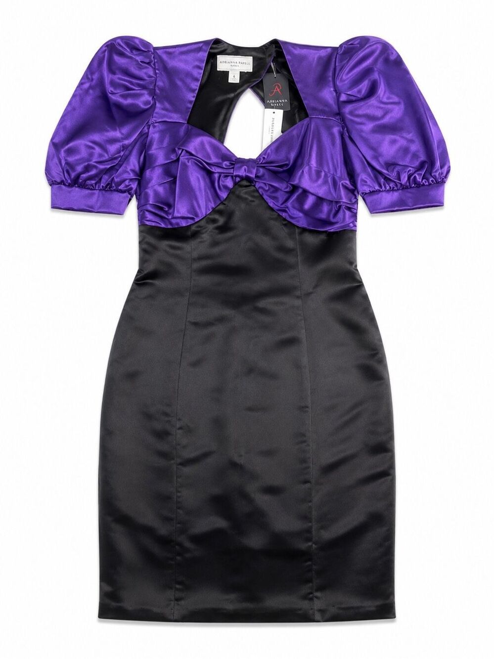 Jessica McClintock Gunne Sax 80s Black Purple Vintage Cocktail Dress Size 9